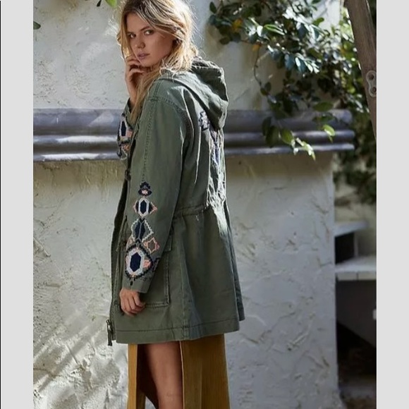 FREE PEOPLE DISTRESSED PARKA COAT unique ADORABLE - Picture 5 of 6